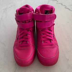 Fila Kids Pink High-Top Hook-and-Loop Sneakers